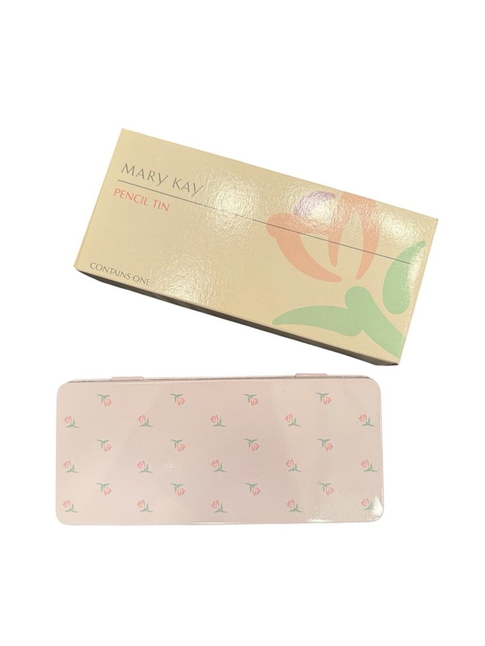 NEW Mary Kay Pencil Tin Metal Box Office Supply Box Flowers Floral